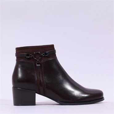 Regarde Le Ciel Ring Buckle Ankle Boot - Brown Leather